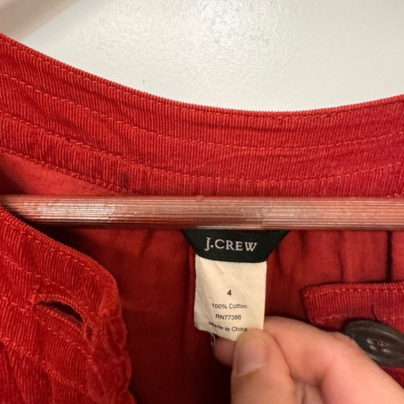 J. Crew Red Corduroy Midi Dress with Button Placket - Picture 2 of 2